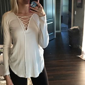 Splendid lace-up top